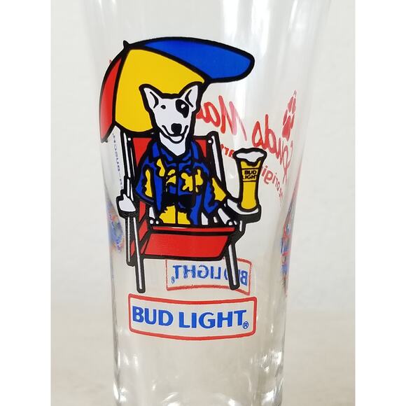 Budweiser Glassware Bud Light 1987 Spuds Mackenzie 7" Pilsner Beer Glasses x2 - Picture 4 of 14